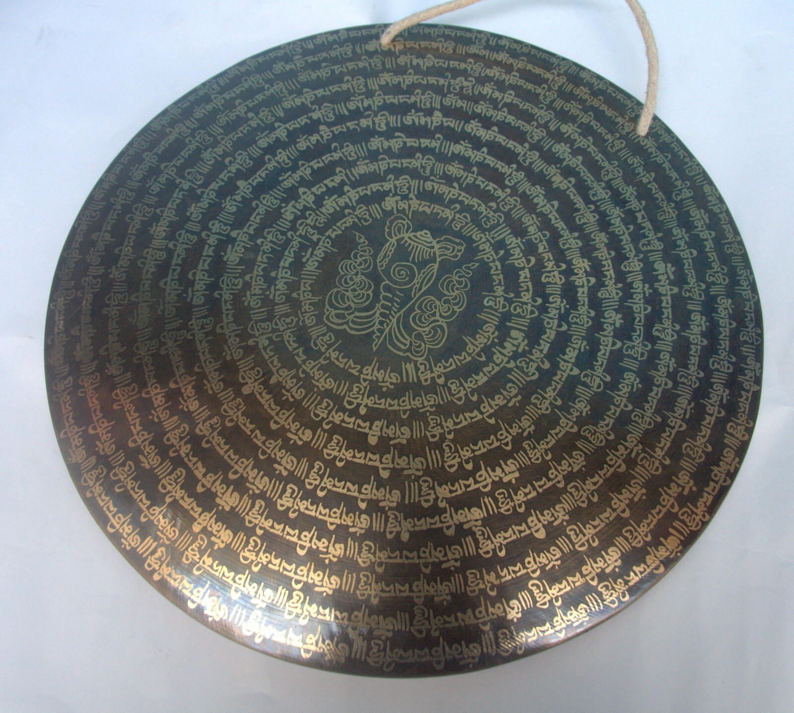 13 inches Full Mantra Carved Handmade Gong-Mantra Decorated Gong-Blessed gong