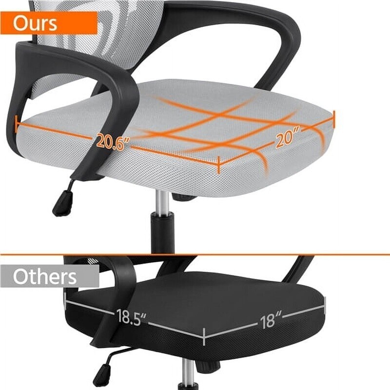 Ergonomic Adjustable Mid Back Mesh Swivel Office Chair with Armrests, Gray