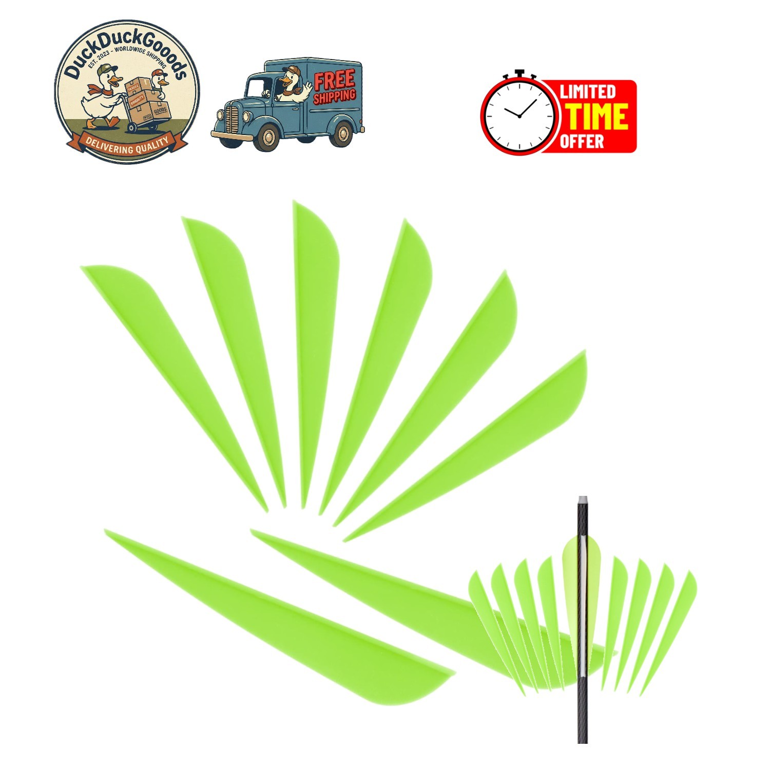 Lightweight 4-Inch Archery Vanes in Neon Yellow - 50 Pack for Target Shooting