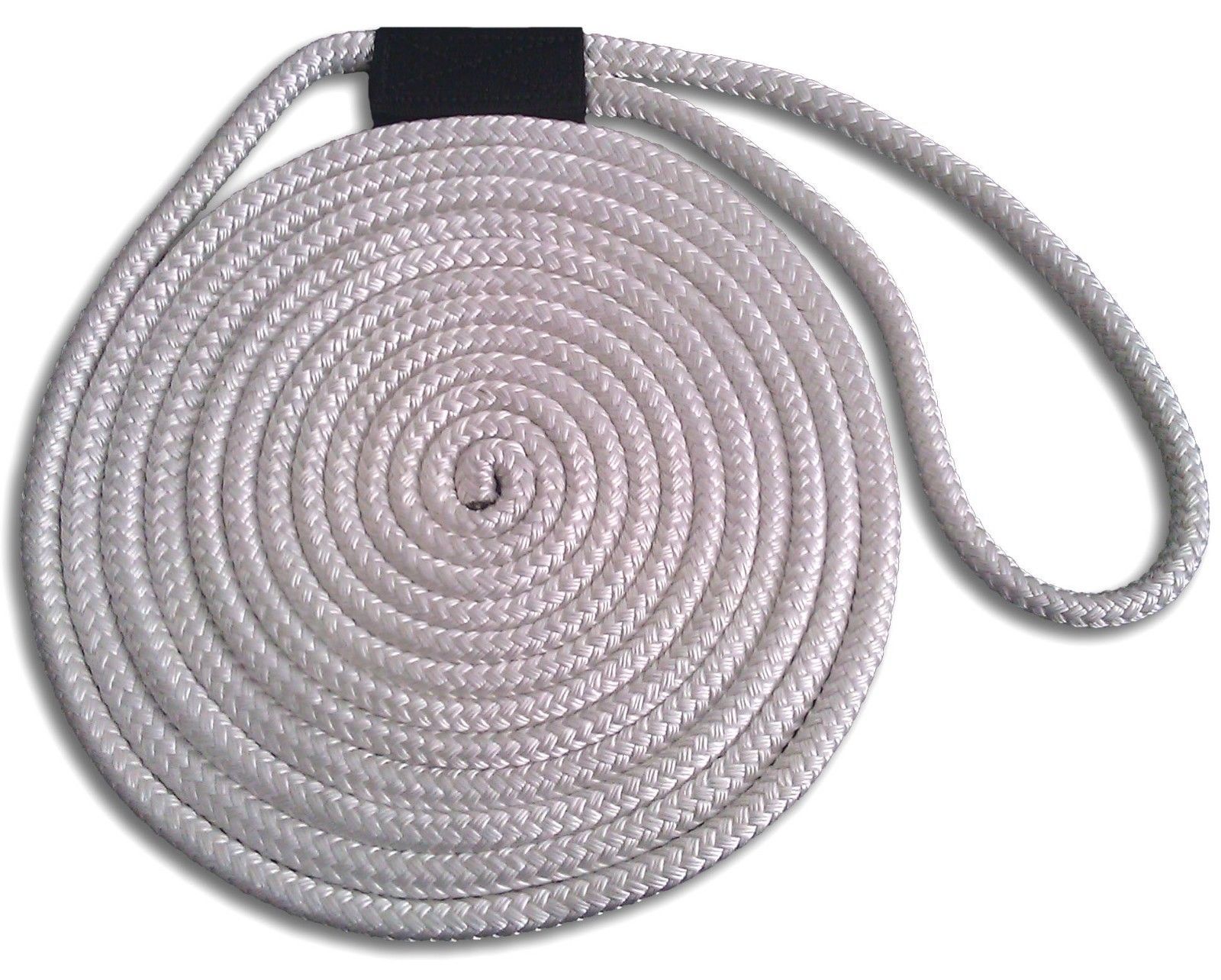 Double Braid Nylon Dock Line - 1/2" x 20' UV Coated / Non-Fading - WHITE / USA!