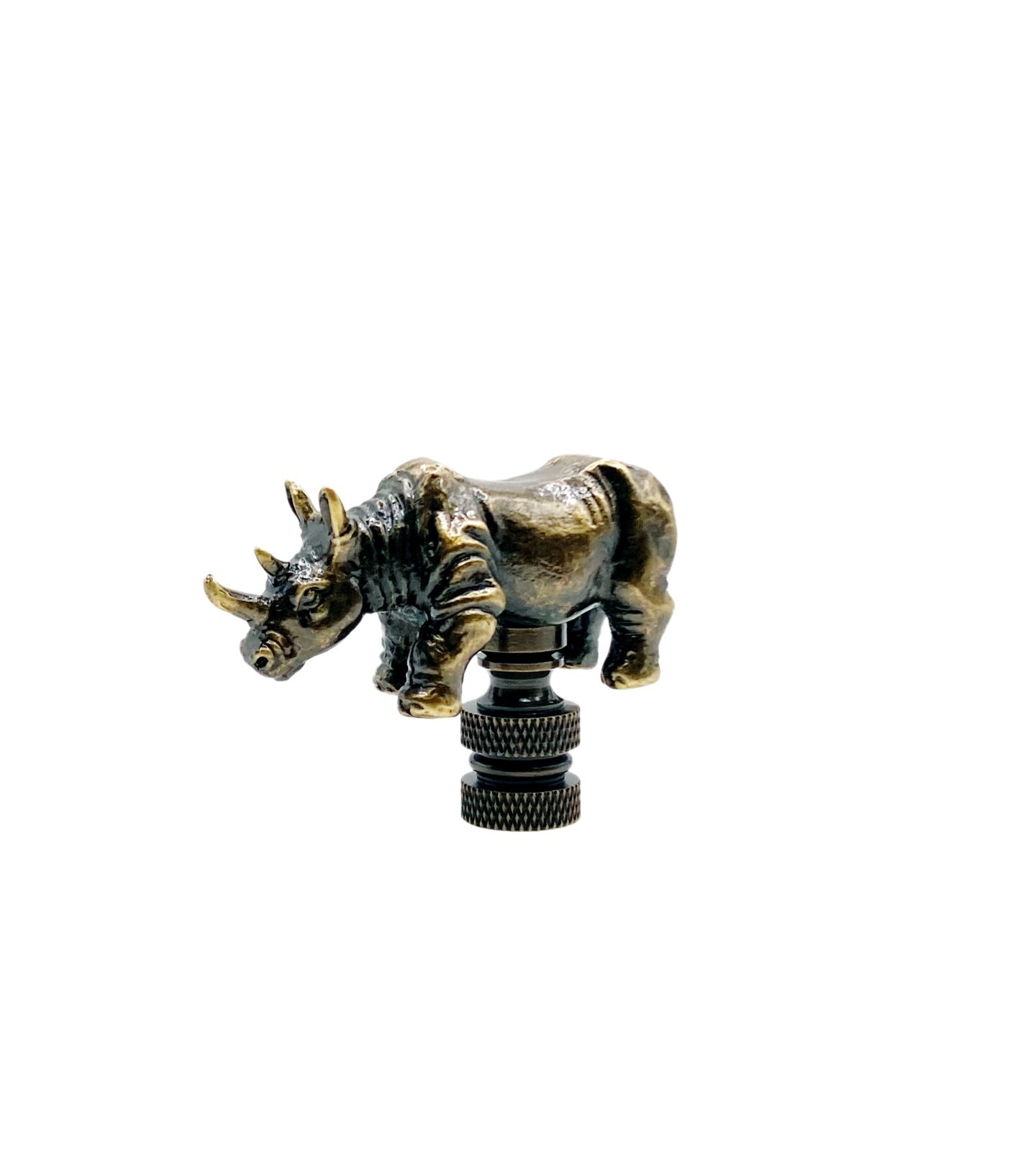 Lamp Finial-RHINOCEROS-Aged Brass Finish, Highly detailed metal casting-FS