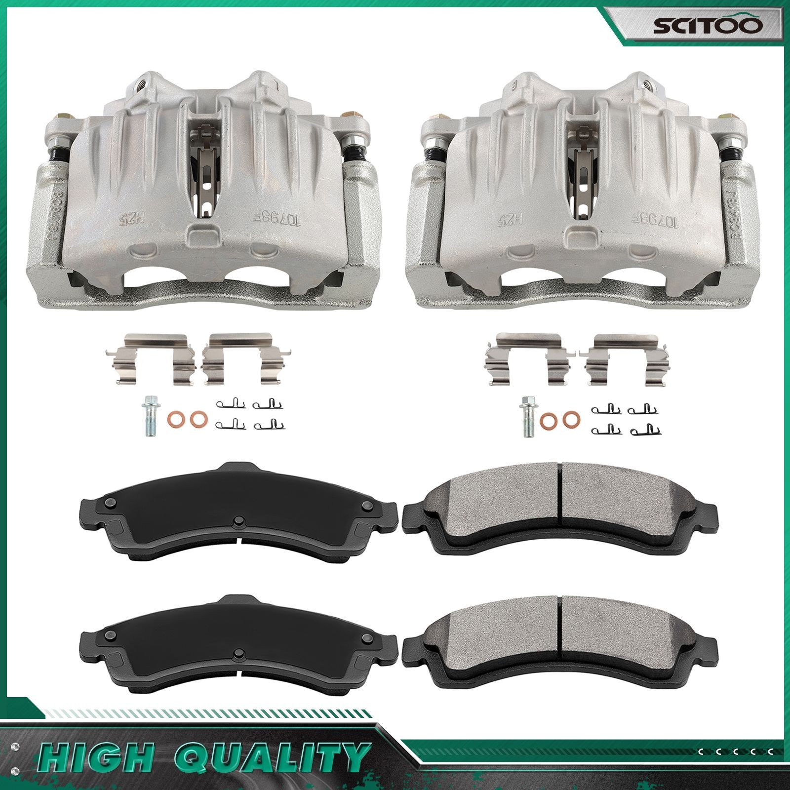 Front Brake Calipers And Ceramic Pads Kit For 2002-2005 GMC ENVOY 4.2L