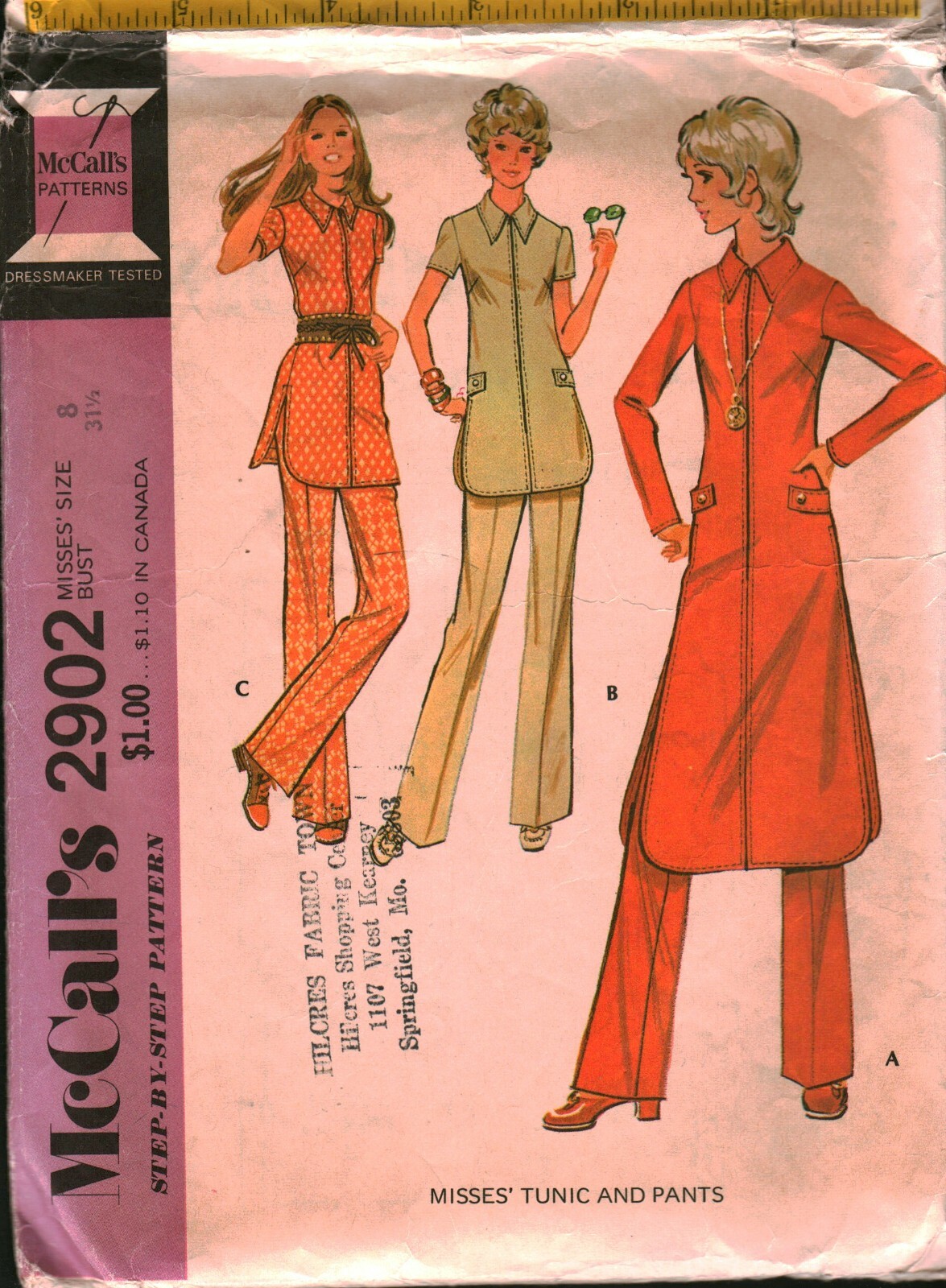 2902 Vintage McCalls SEWING Pattern Misses Tunic Pants Step by Step 1970s OOP 8