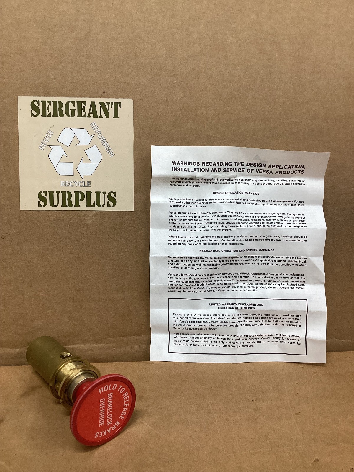 Emergency air brake, valve M939/5ton 4820-01-277-1486