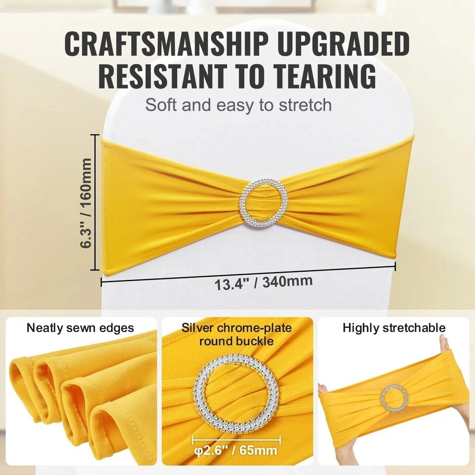 Stretch Spandex Chair Sashes, Chair Slipcover and Stretch Chair Sash with Round