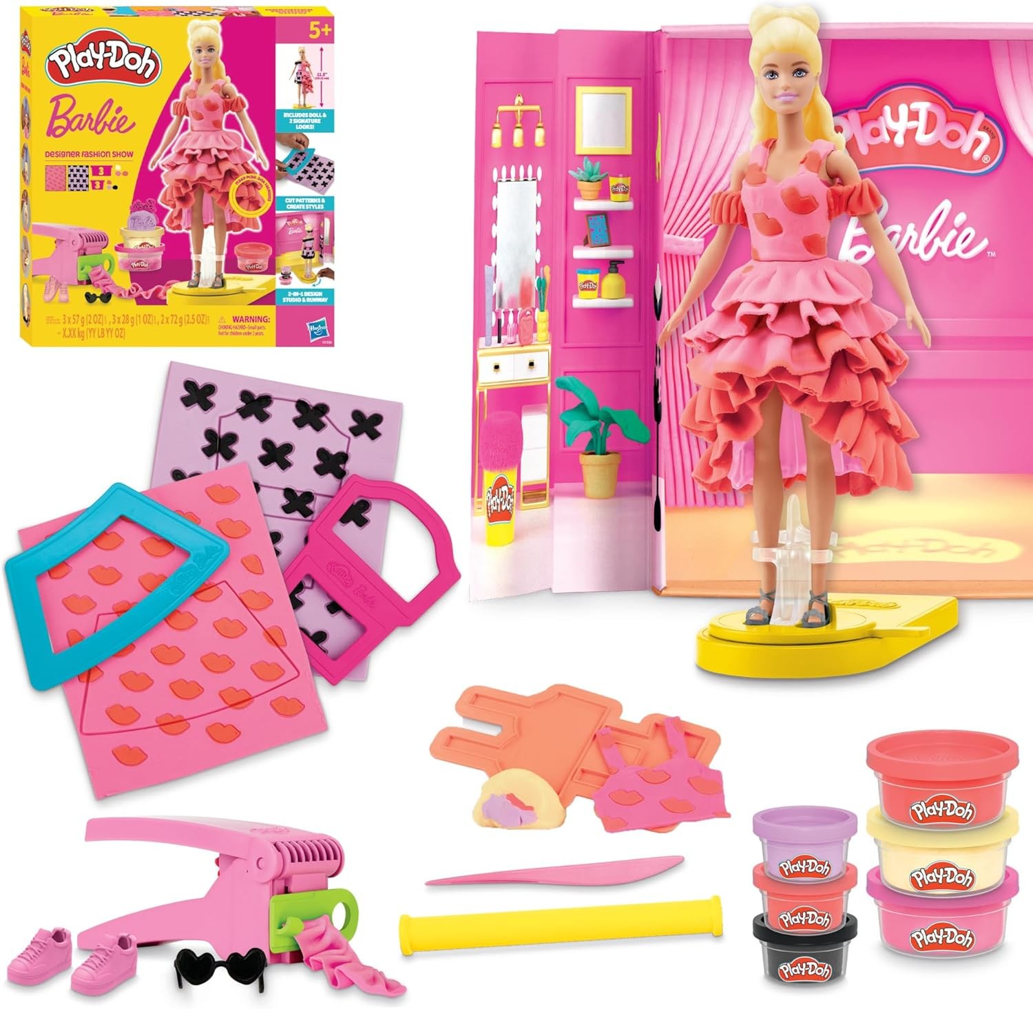 Play-Doh Barbie Designer Fashion Show Set, Make Doll Clothes with 21 Accessories