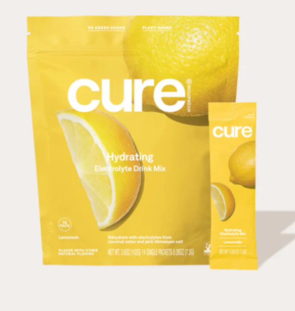 Cure Hydration Electrolyte Drink Mix Lemonade Flavor 14ct NEW SEALED (102g)