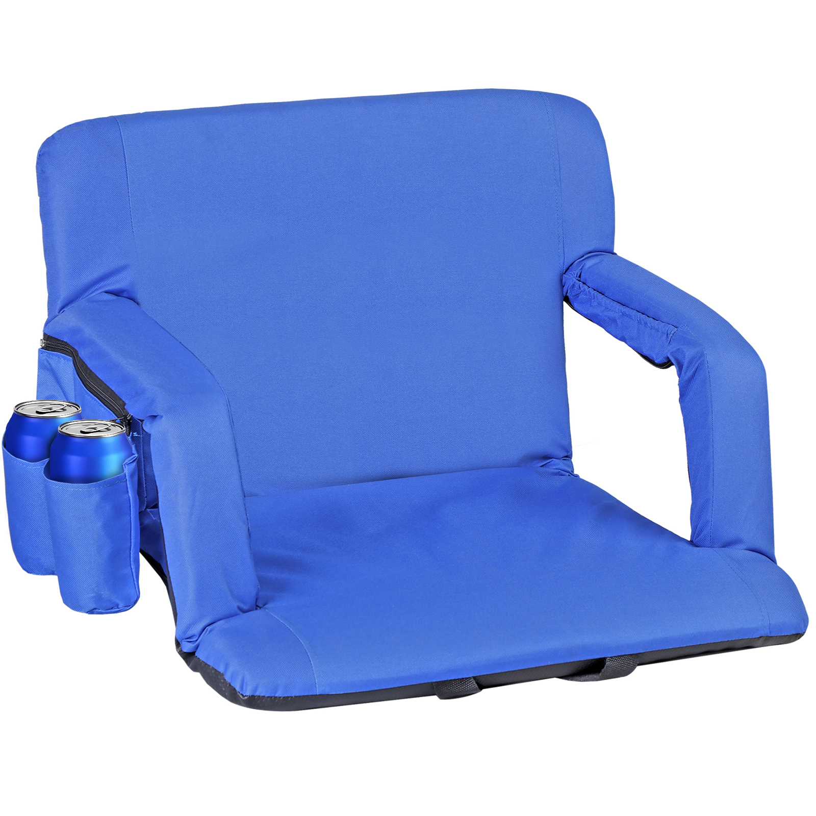 Portable Reclining Stadium Seats Adjustable Armrests and Padded Backrest, Blue