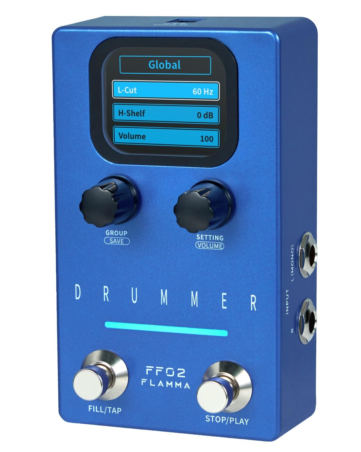 FLAMMA FF02 Drum Machine Guitar Pedal - 121 Grooves, 11 Music Blue