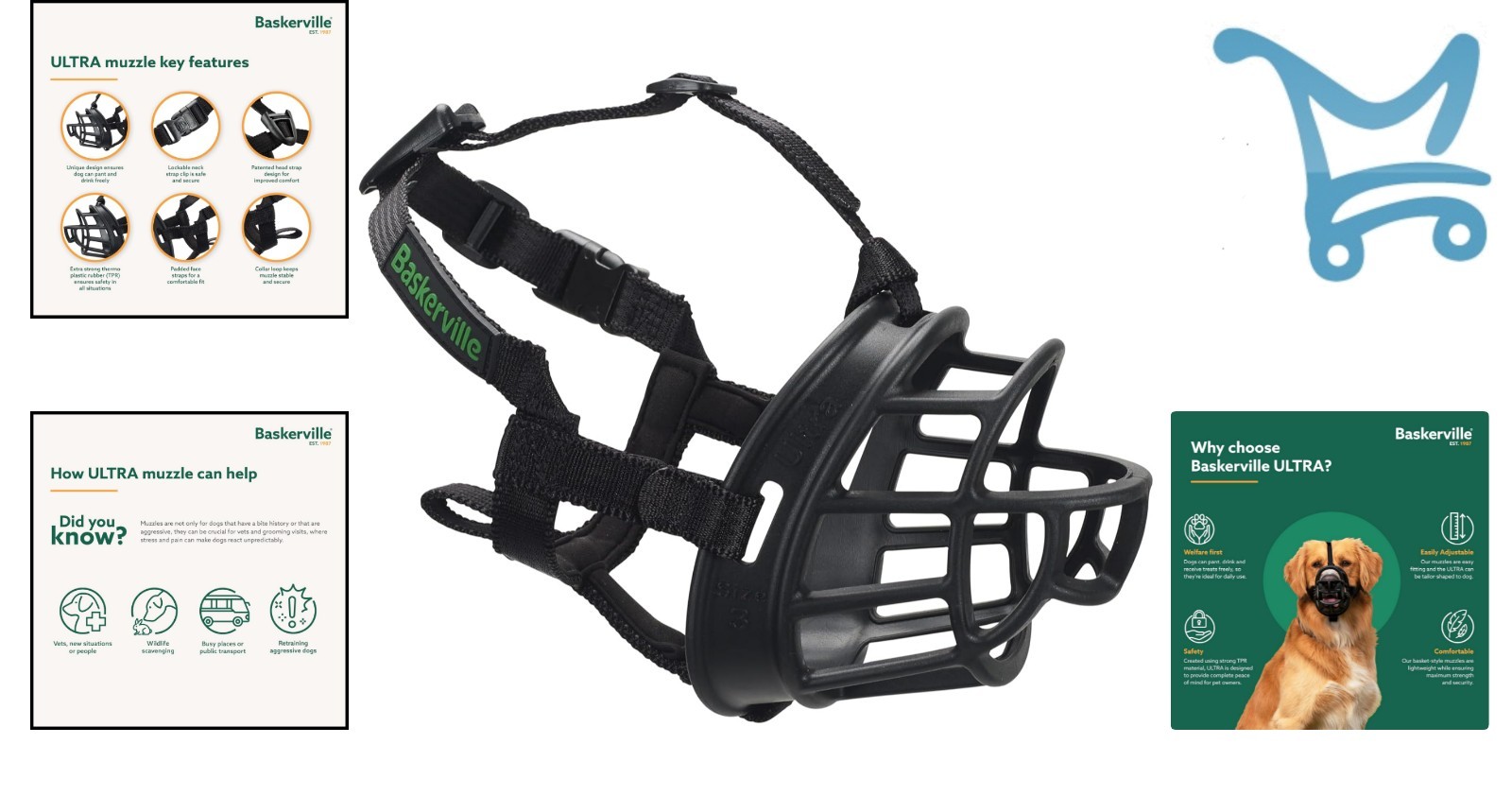 Dog Muzzle Large Breathable Adjustable Padded Prevent Biting Training