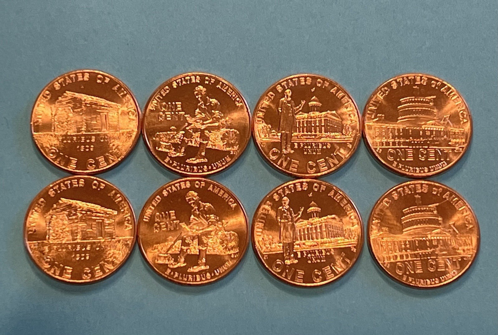 Collection Of 2009 UNC BU Lincoln Penny, P&D Mint Marks - Full Set 8 Coins
