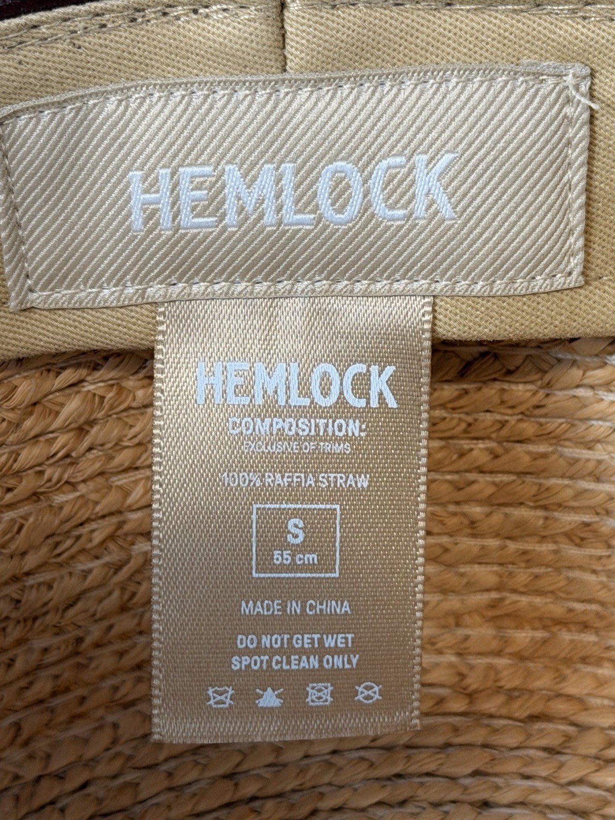 Hemlock Lenny Straw Bucket Hat 100% Raffia Beige Adjustable Beach Sunny S Women