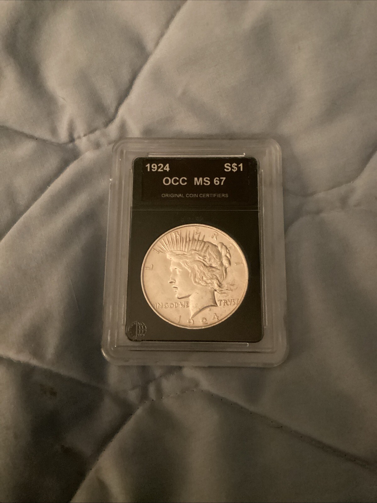 1924 Graded - Peace Silver Dollar T and Y Flat Error