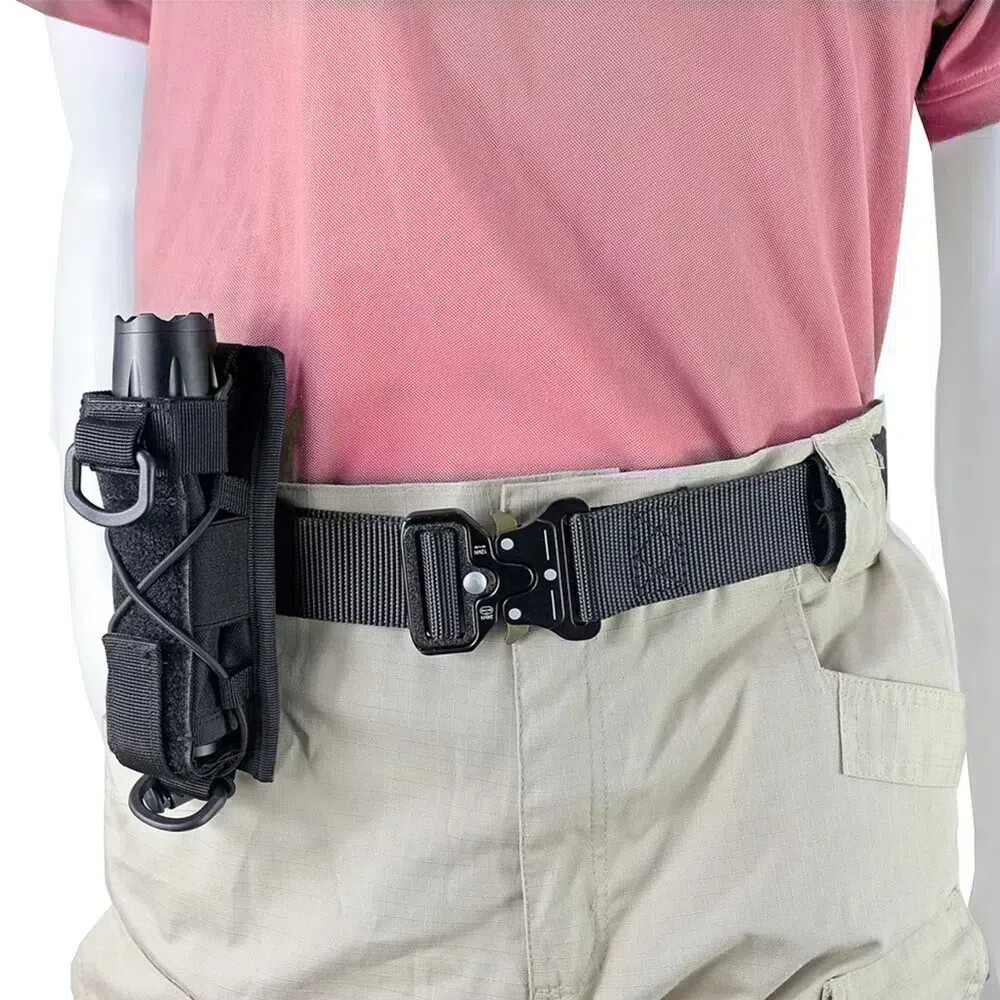 US Tactical MOLLE Open Top Flashlight Holster for Vertical & Horizontal Carrying