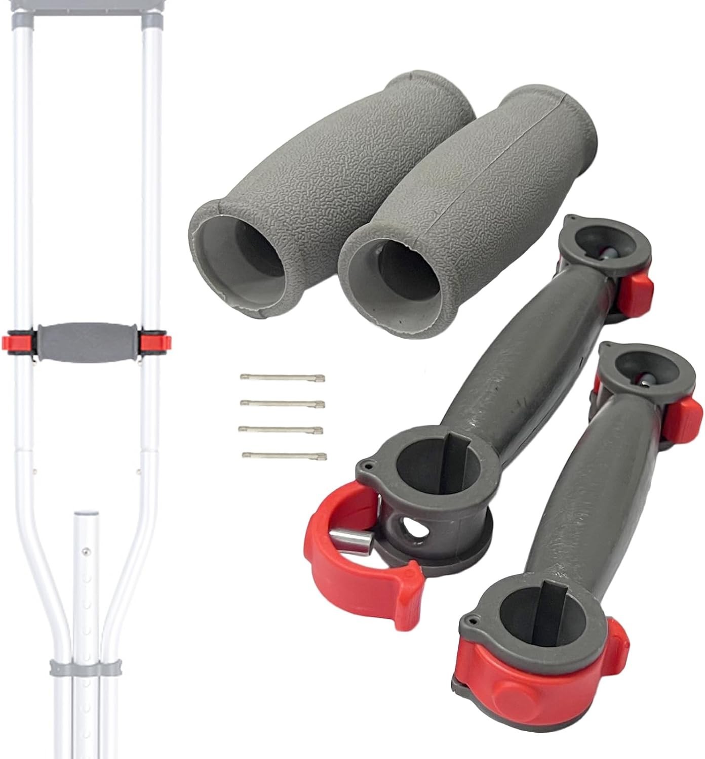 Crutch Solid Hand Grips Kit - 2 Durable Replacement Handles for Comfort & Safety