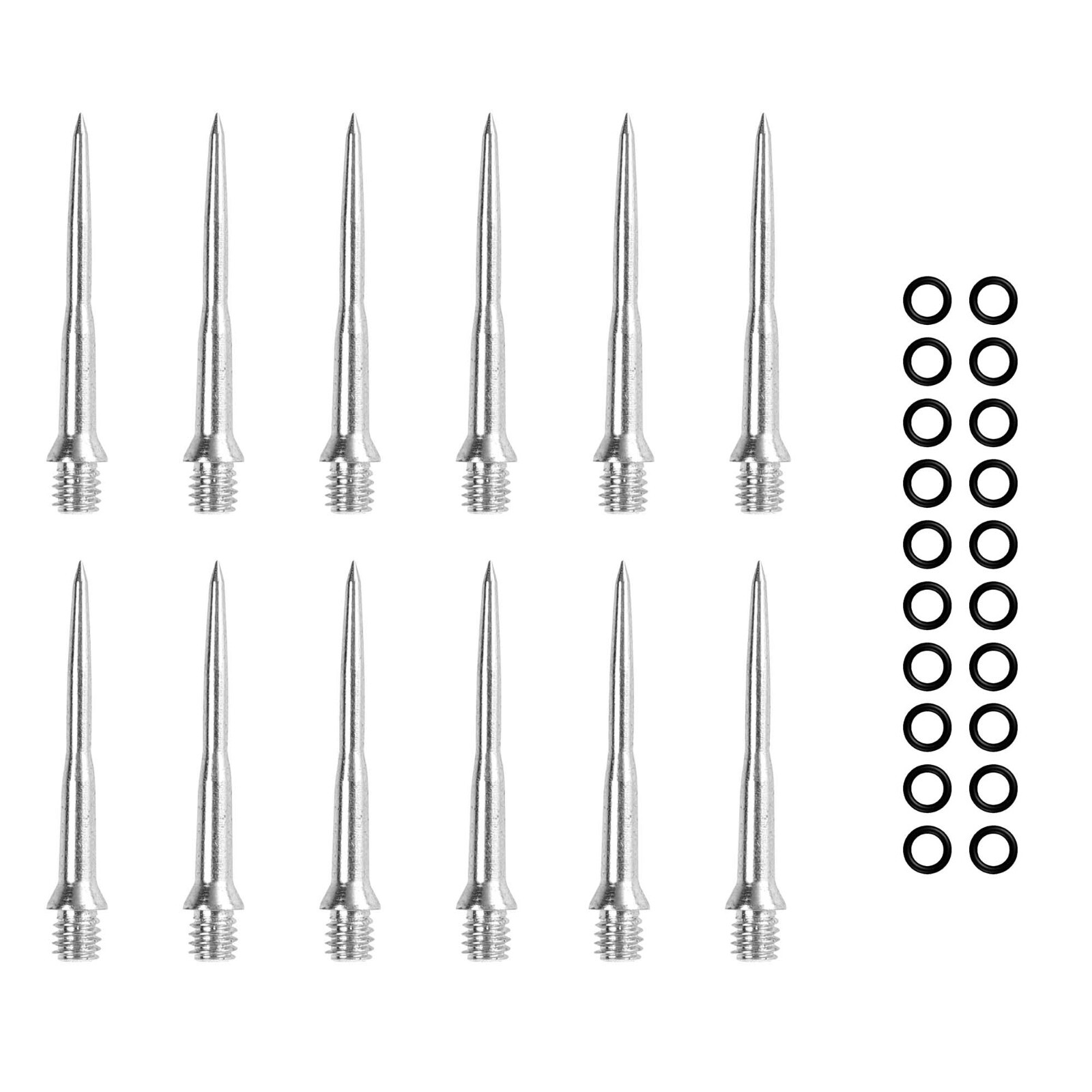 CyeeLife 12 Darts Stainless Steel Points+20 Ruber Rings, Adapter conversion Tips