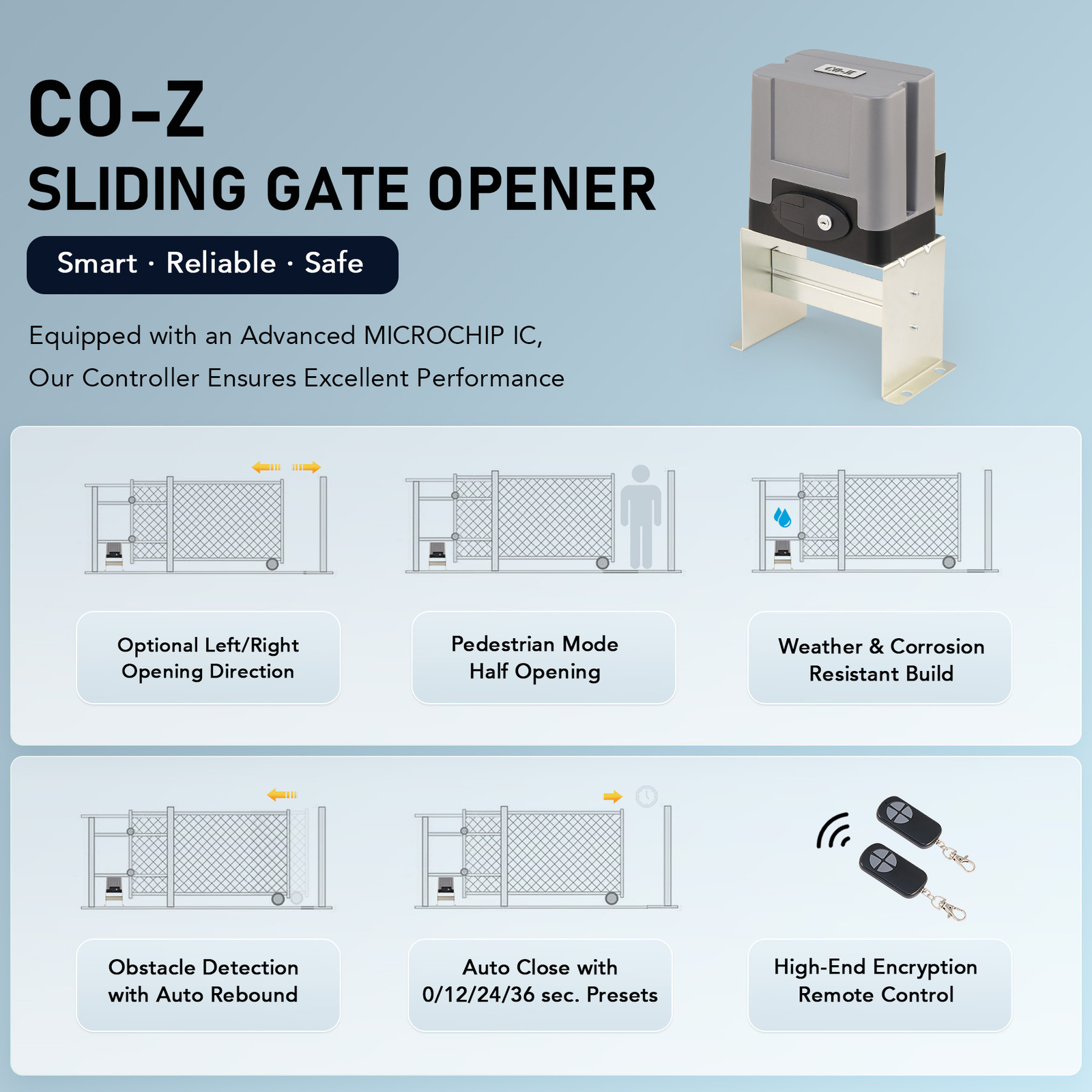 Automatic Sliding Gate Opener Hardware Driveway Security Gate Operator Kit 600kg