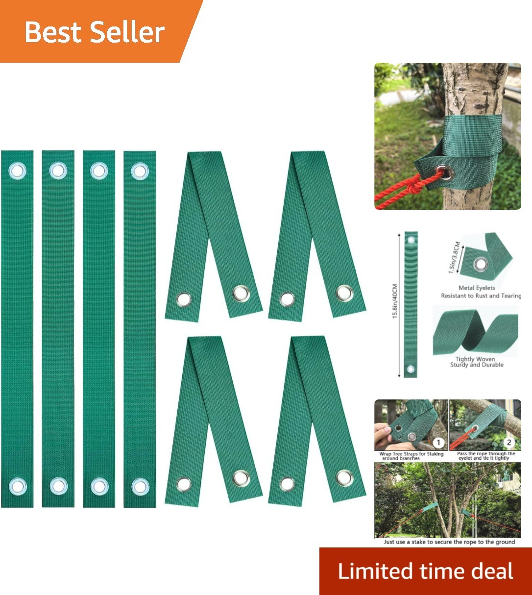 8-Pack  Nylon Tree Straps for Strong Support & Hurricane Protection