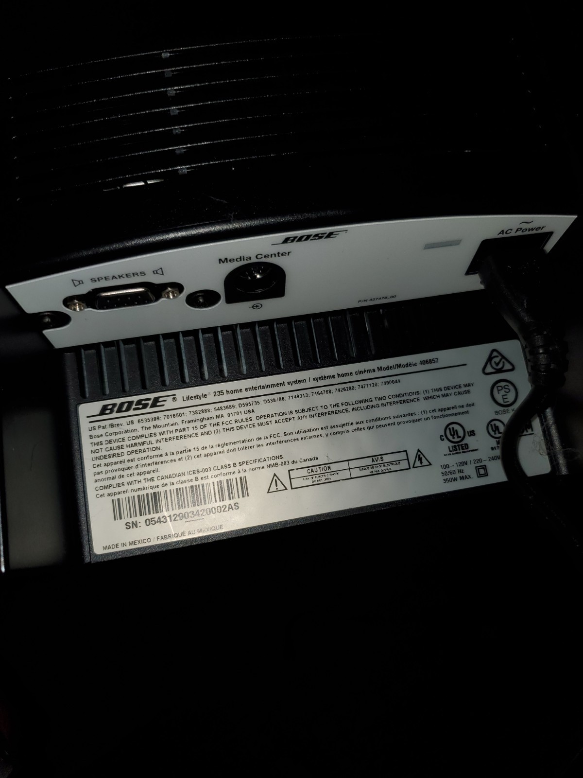 Bose Lifestyle 235 Home Theater System Working