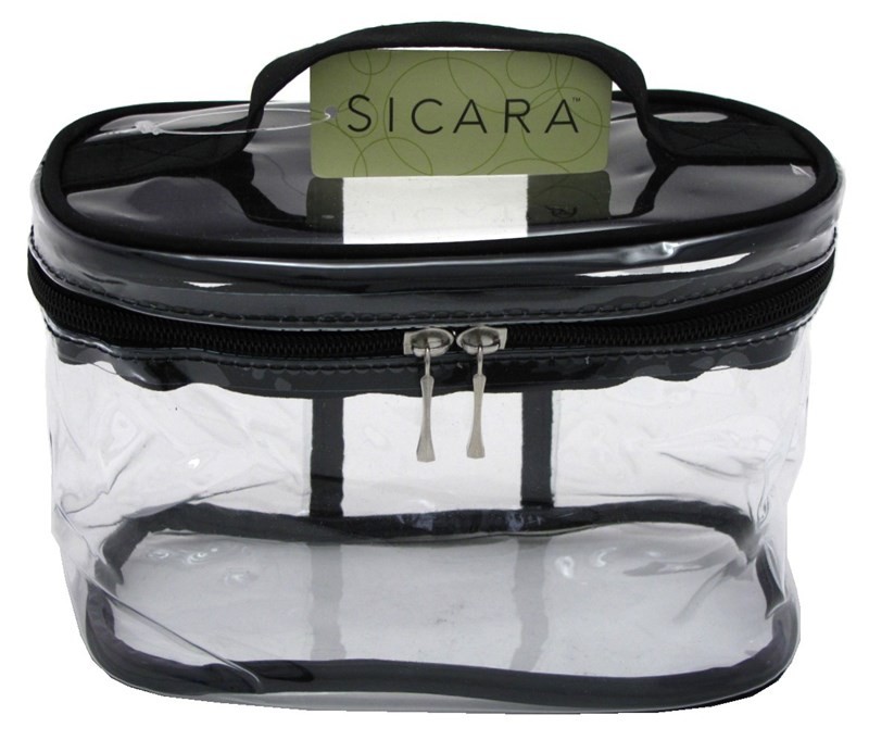 (2 PACK) Sicara Clear Cosmetic Bag Oval Train Case (5.5X7.5X4)