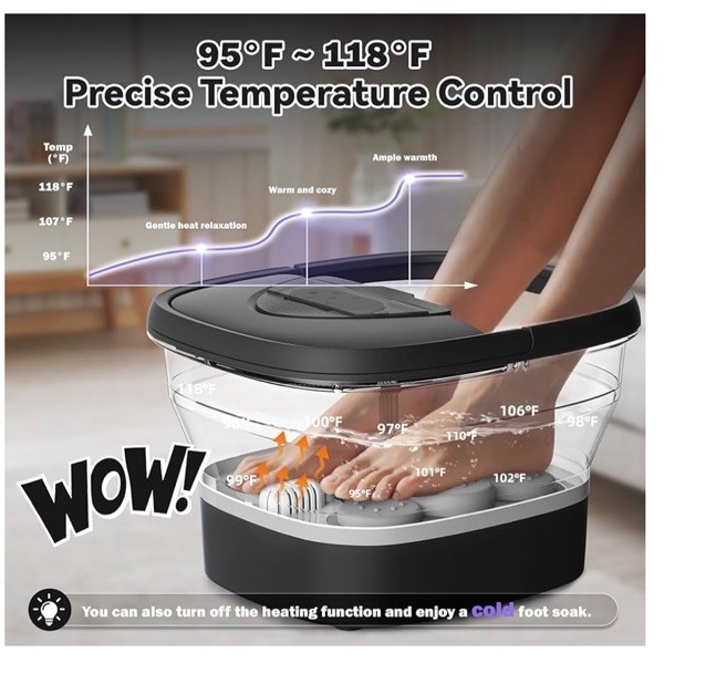 BEAUMOI Foot Spa Collapsible, Foot Bath Massager with Heat, Remote, Timer, an...