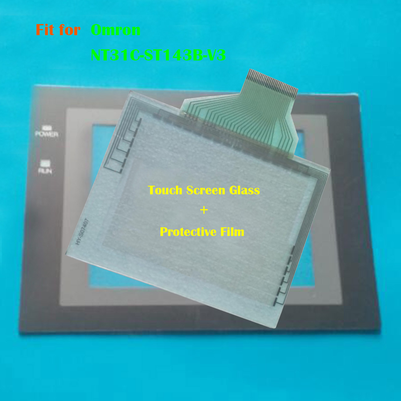 Touch Screen Glass + Protective Film for Omron NT31C-ST143B-V3, NT31CST143BV3