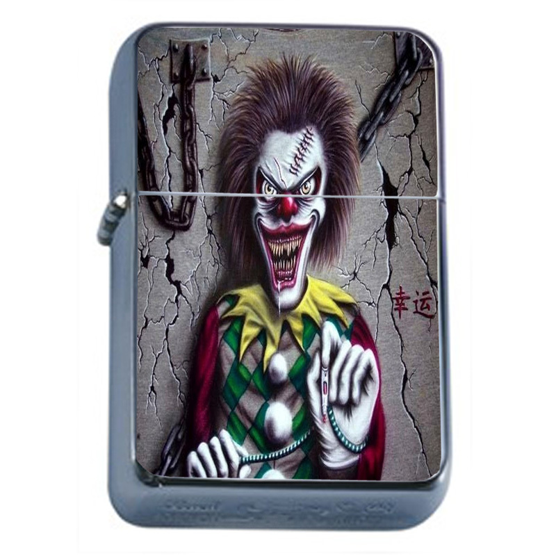 Scary Clowns D15 Flip Top Oil Lighter Wind Resistant Flame