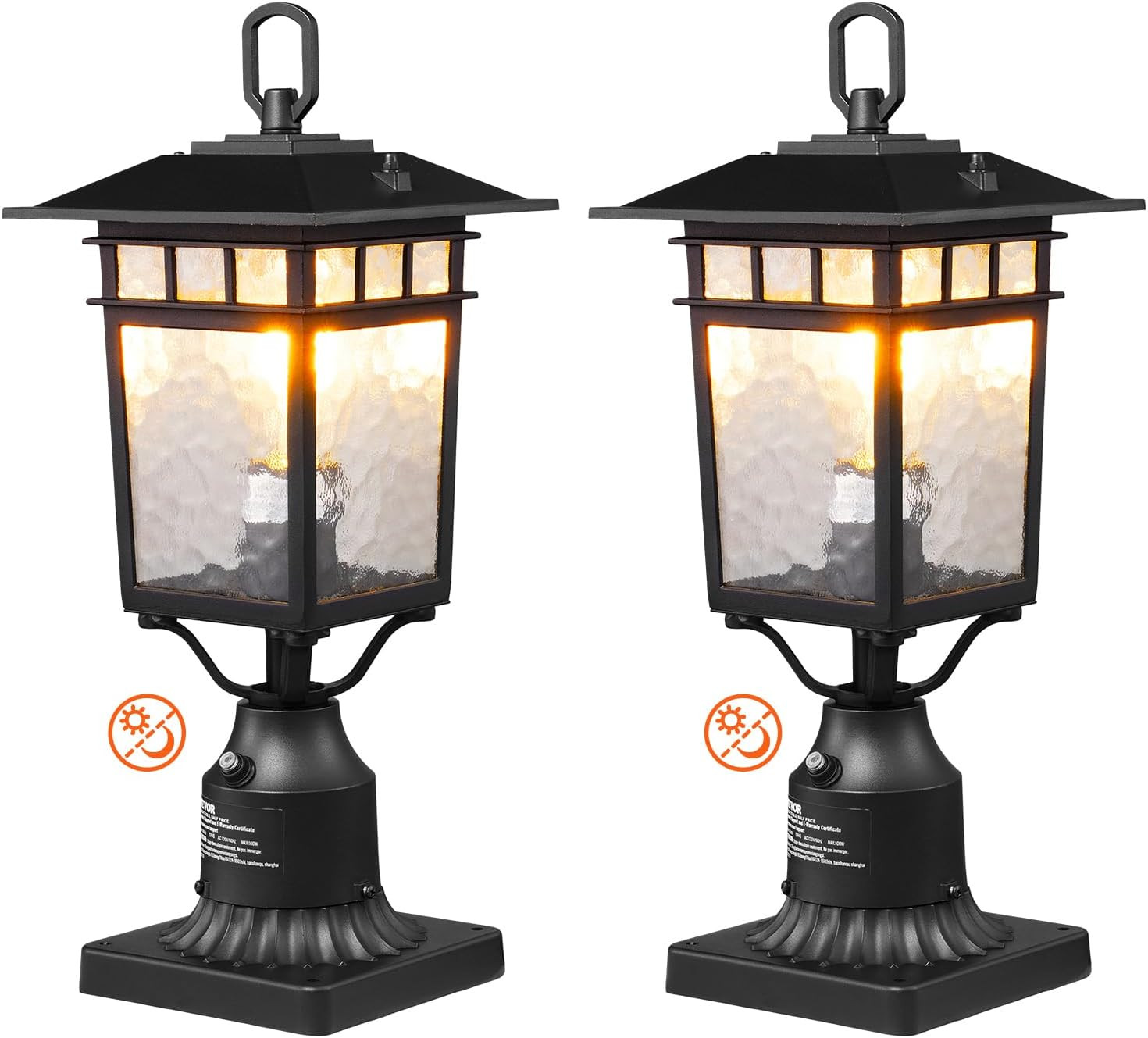 2 Pack Dusk to Dawn Outdoor Post Light 17.72 In, Waterproof Lamp Post Lights Fix