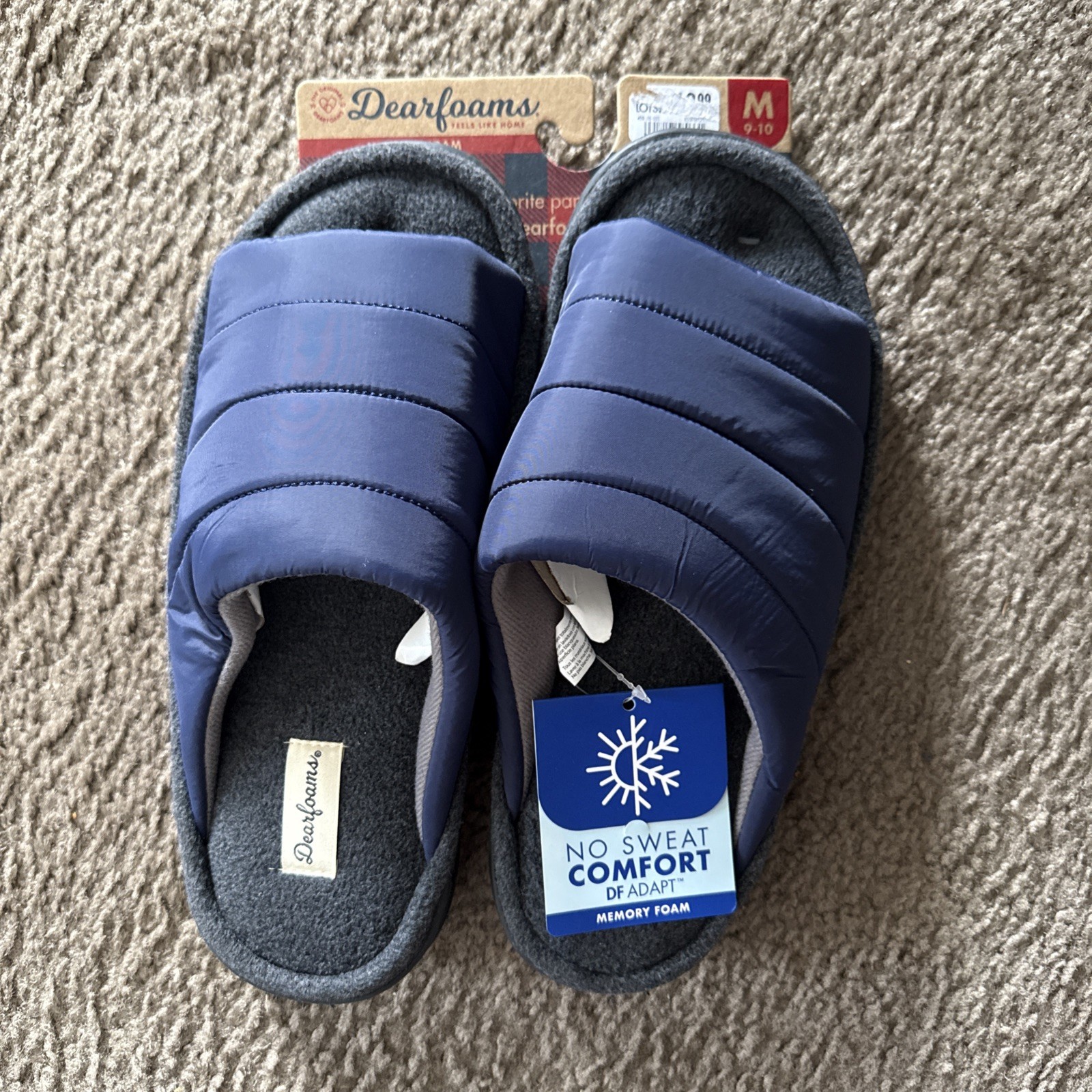 Dearfoams Memory Foam Blue Sandal Type Size Medium 9-10
