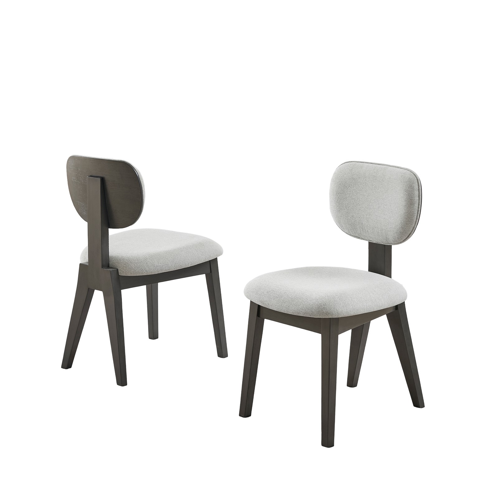 Set of 2 Light Gray Fabric Upholstered Dining Chairs with Gray Wood Frame