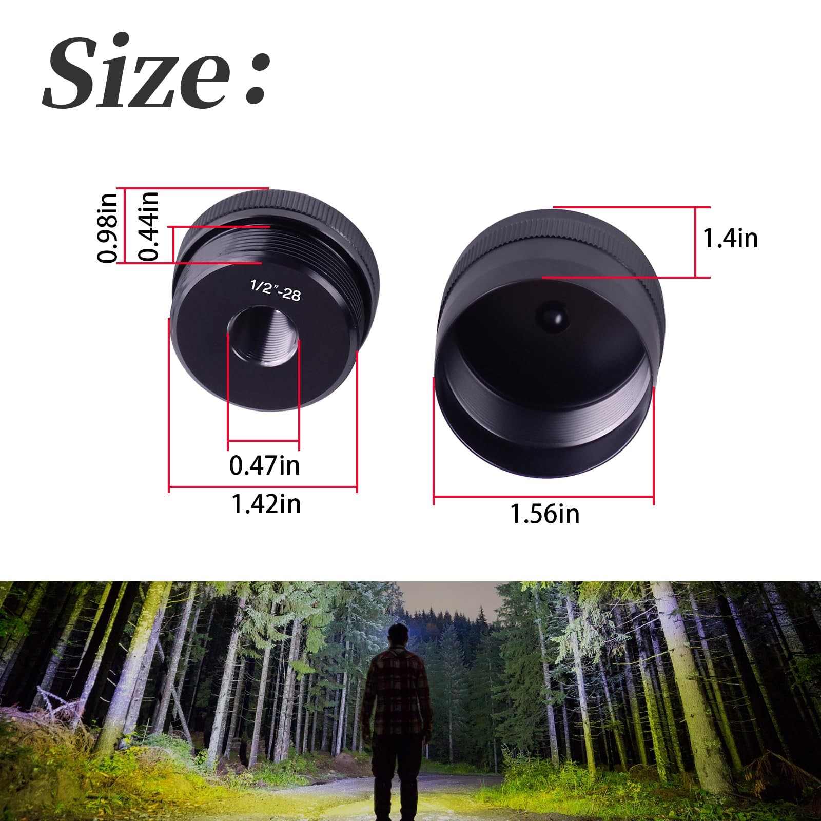 1/2-28 Threaded Aluminum End Caps Black Threading For Secure Attachment