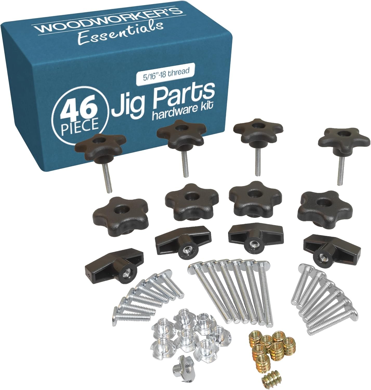 46 Piece T Track Bolts and Knobs Kit, 5/16”-18 T Bolts & Threaded Knobs, T Tr...
