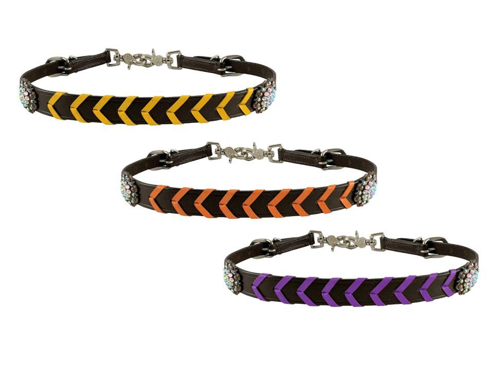 Showman Dark Leather Wither Strap w/ Color Rawhide Lacing