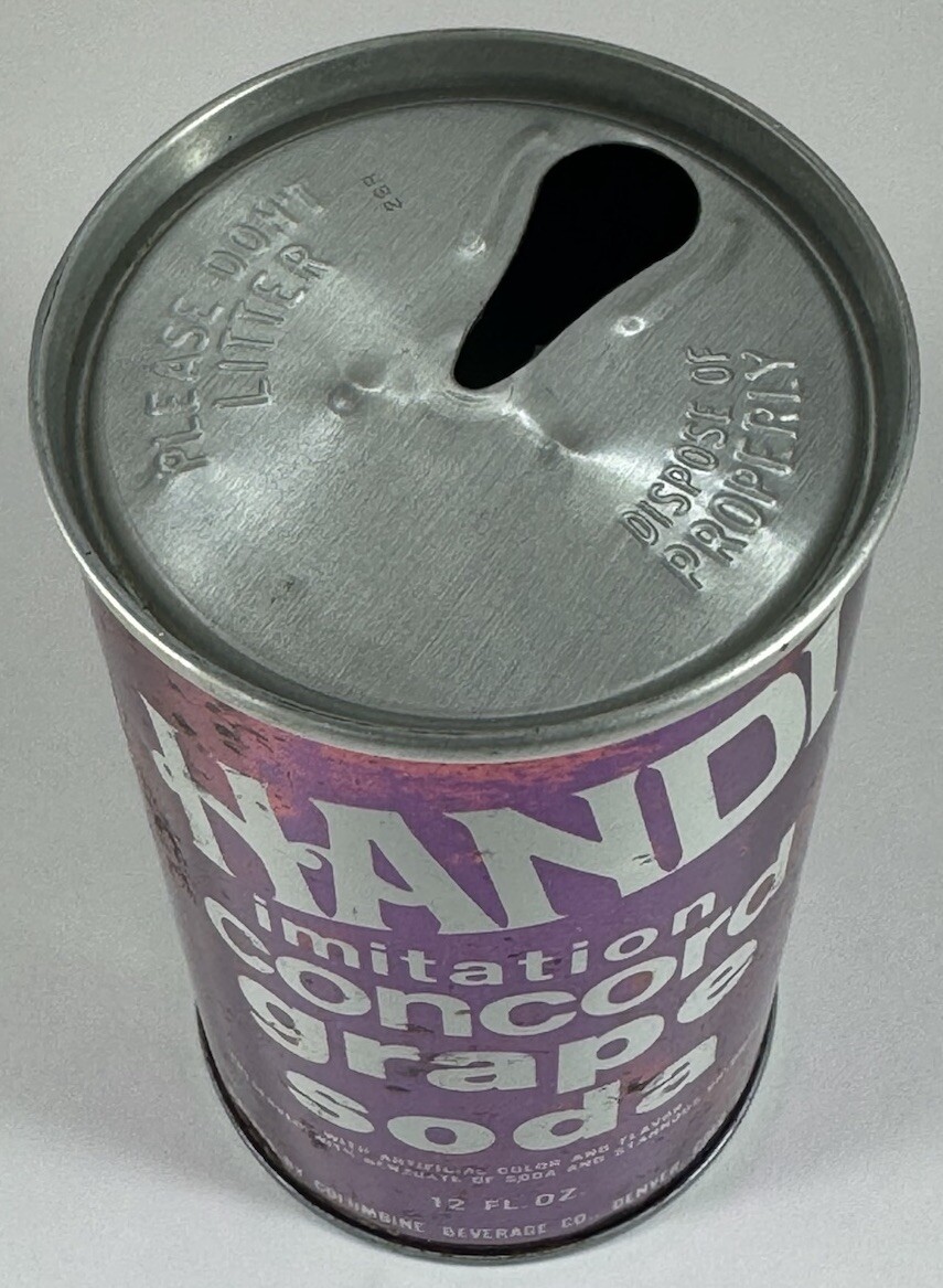 Handi Imitation Concord Grape Soda 12 Oz EMPTY Tab Top Soda Can
