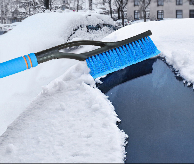 2-in-1 Ice Scraper W/ Brush Car Windshield Detachable Snow Remove Cleaner Orange