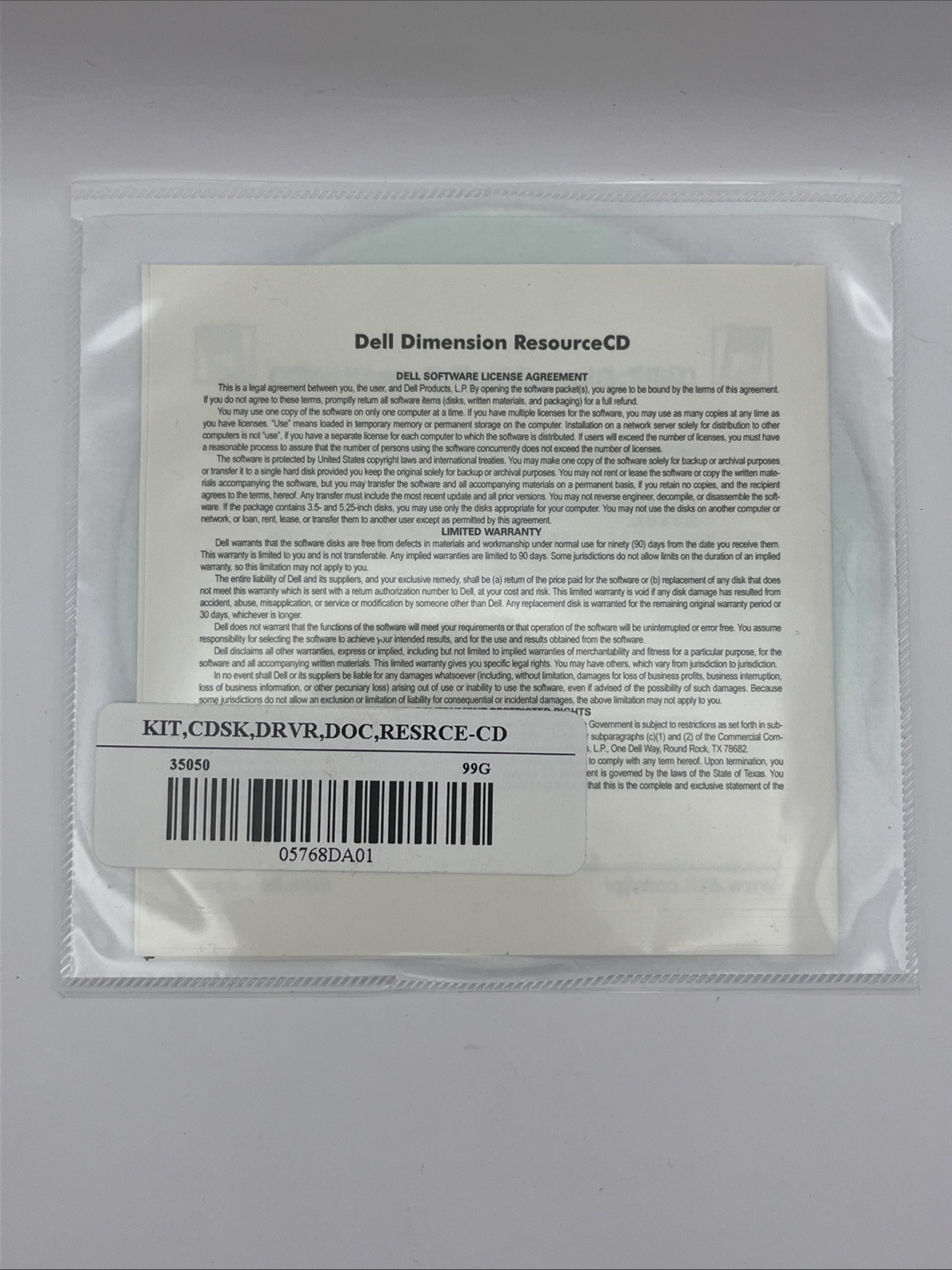 Dell Dimension Resource CD P/N 0628D w/ Instructions Drivers Reinstallation New