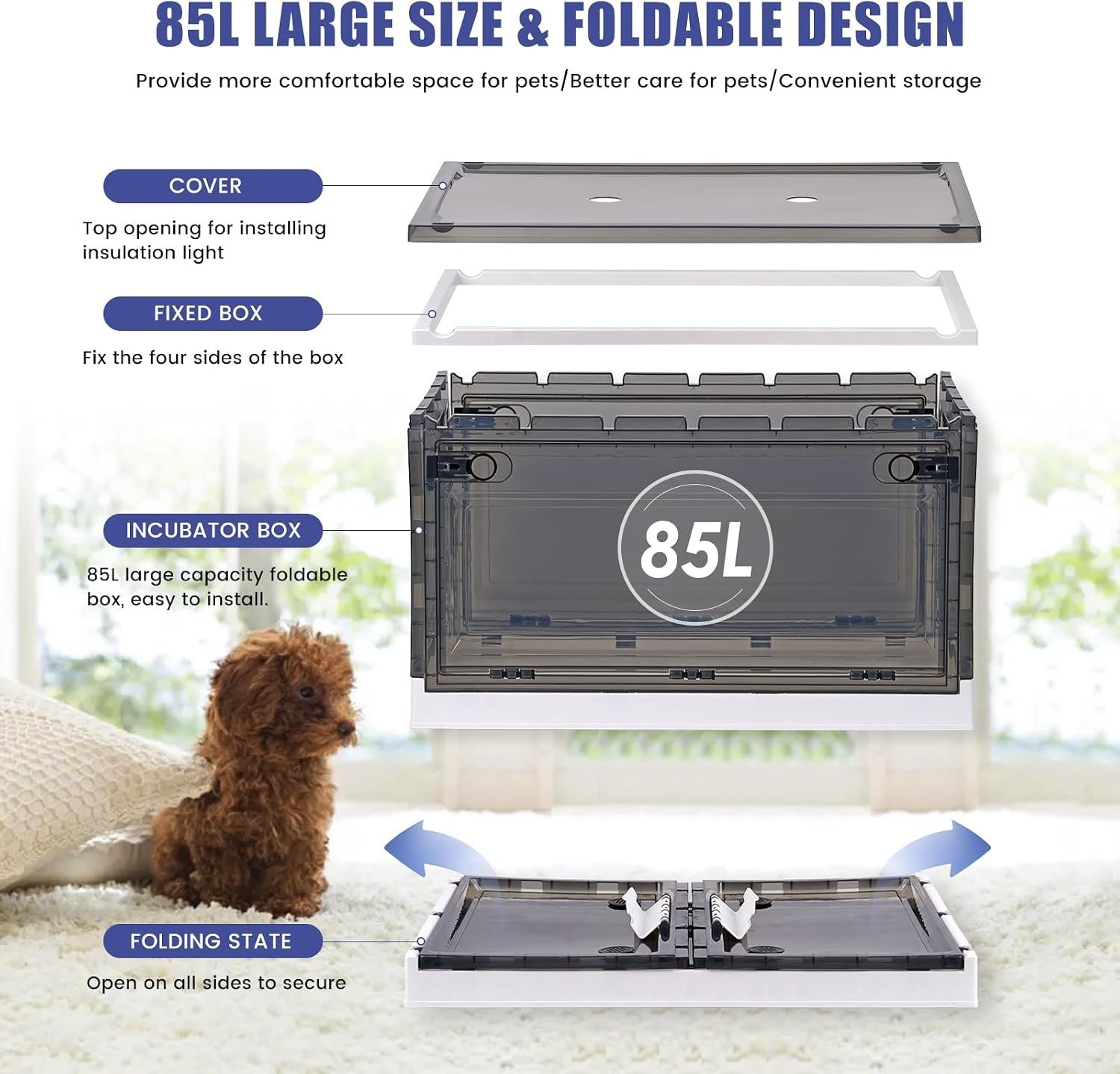 Efficient Incubator for Puppies & Kittens - Temperature-Controlled & Transparent