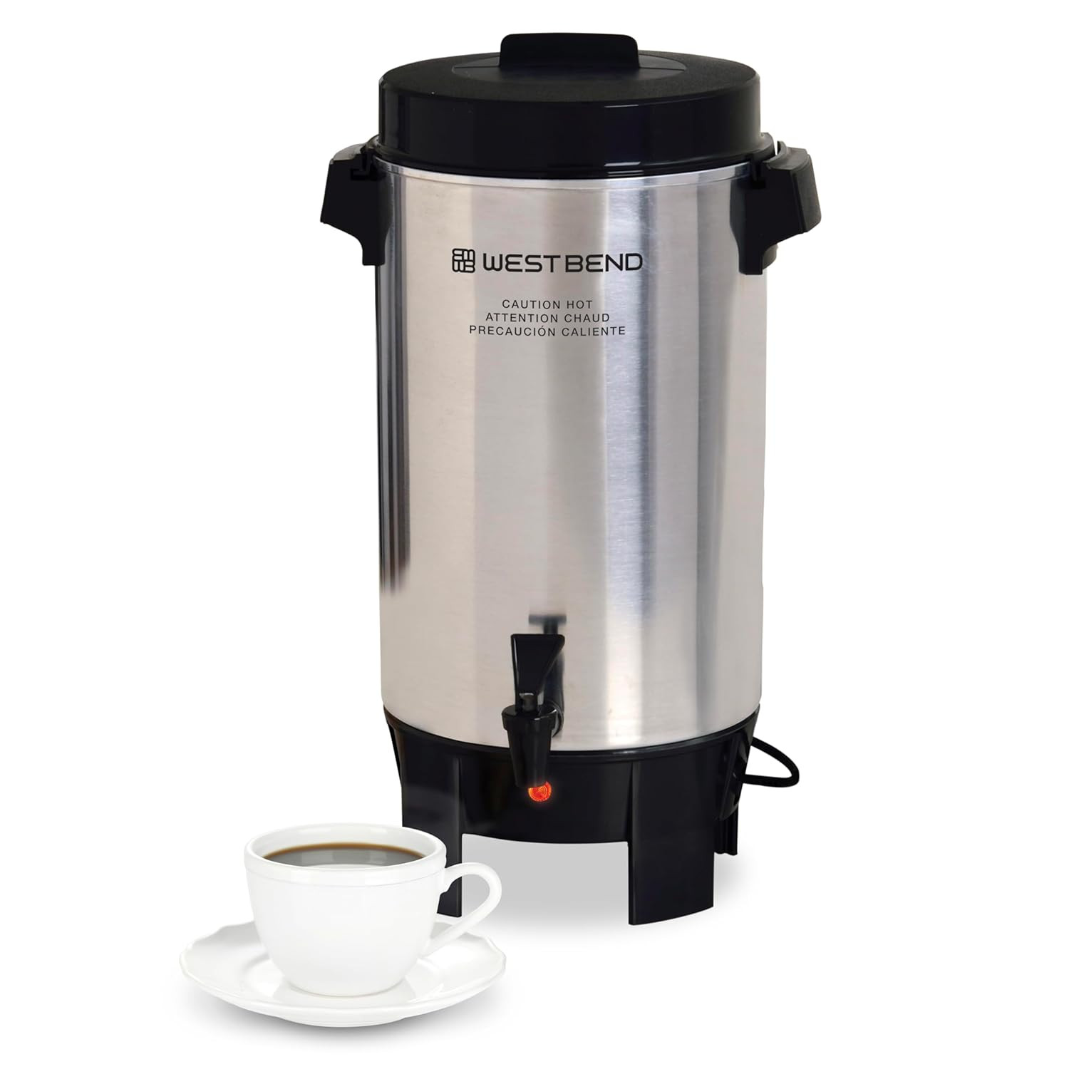 Coffee Urn Highly-Polished Aluminum Features Automatic Temperature Control with