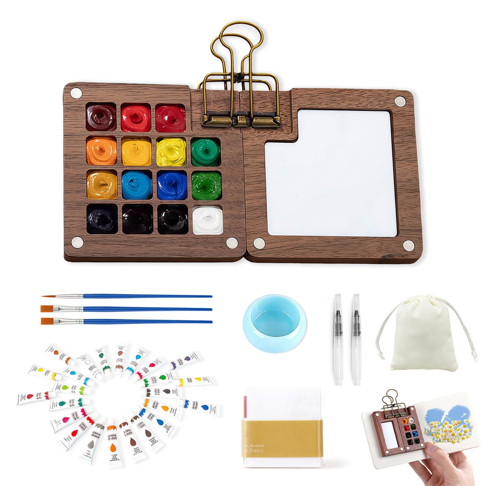 Mini Watercolor Paint Set Portable Watercolor Kit for Adults Travel Watercolo...