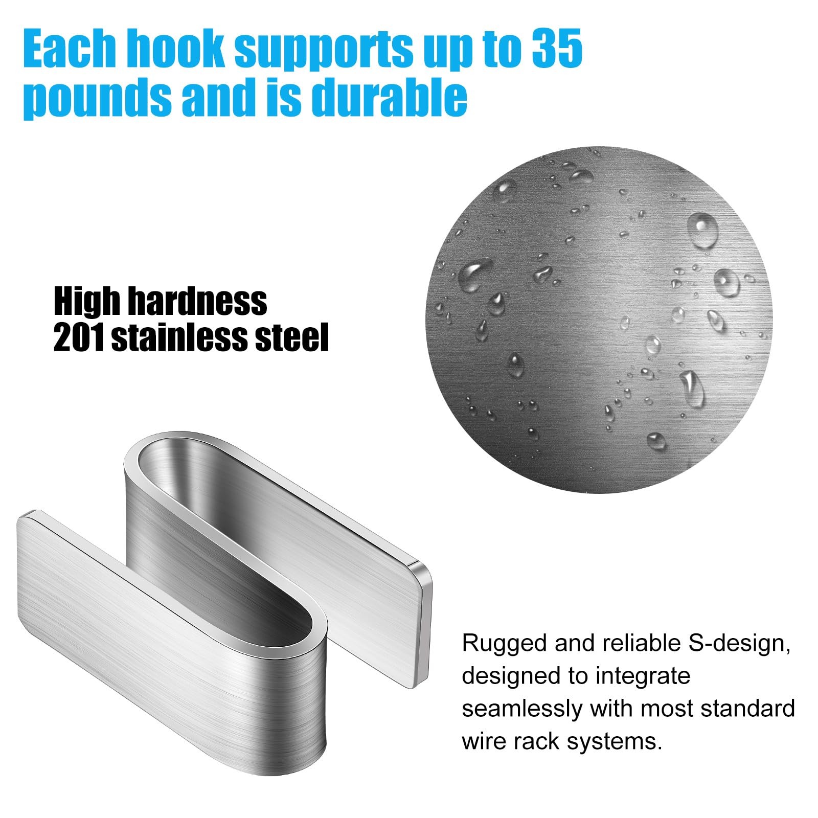 12 Pcs Connecting S Hook for Wire Shelf System, Wire Shelf S Hooks for Racks