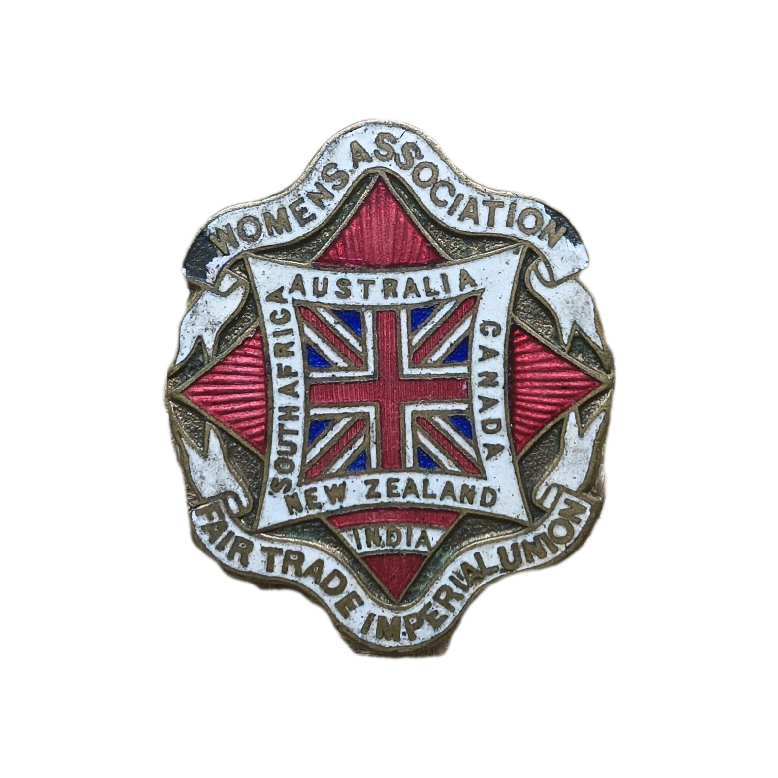 Vintage Womens Association Fair Trade Imperial Union Enamel Badge Political 1905