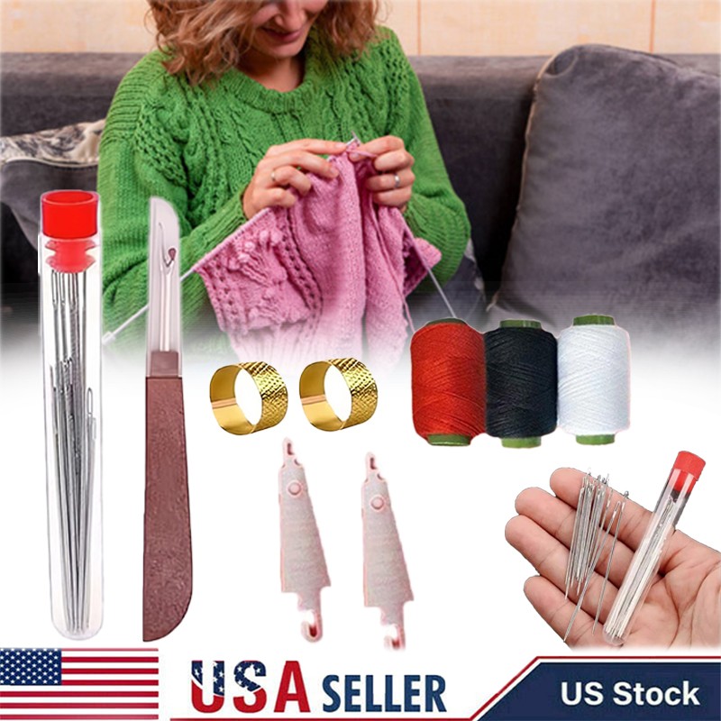 34PCS Sewing Tool Set,Needles Thread Hand Repair Tool,Portable Sewing Kit