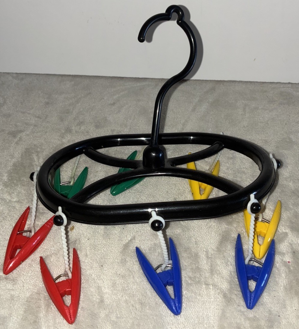 Hanger Drying Rack 8 Clips Small Rotating Stocking Lingerie Vintage
