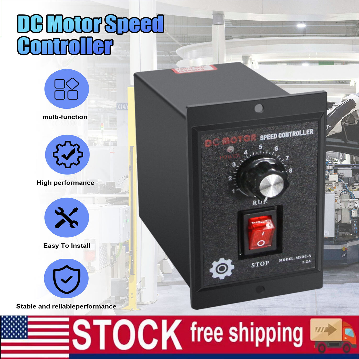US 500W DC Motor Speed Controller AC 110V to DC 90V Forward Reversible Regulator