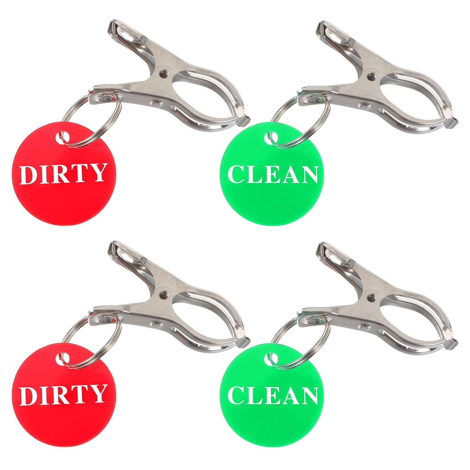 4 Pcs Clean and Dirty Baskets Clips, Green and Red Laundry Indicator Signs La...