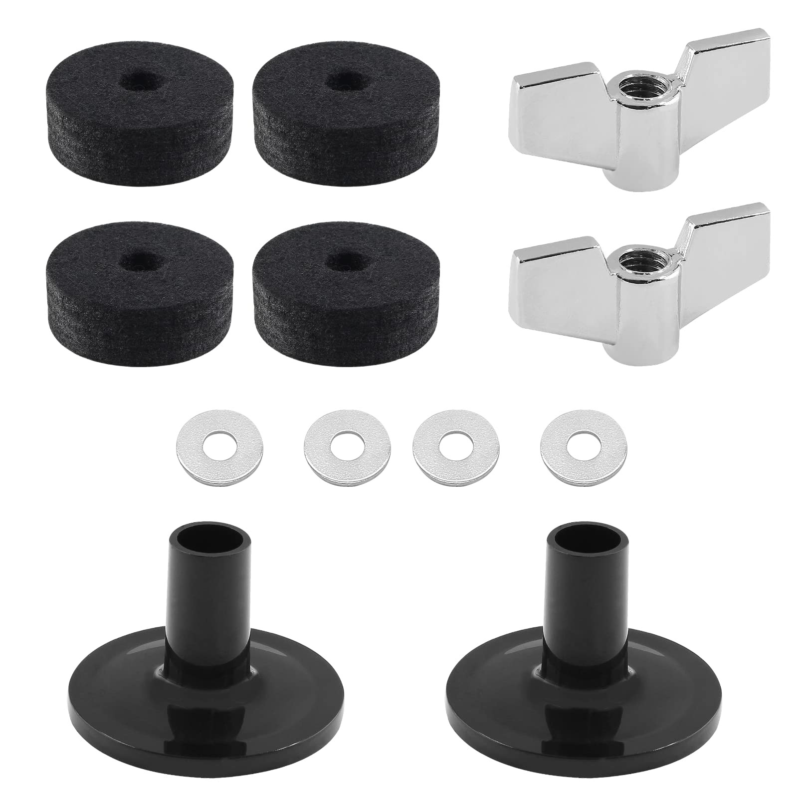 12 PCS Black Cymbal Replacement Accessories Felts Cups Sleeves Wing Nuts