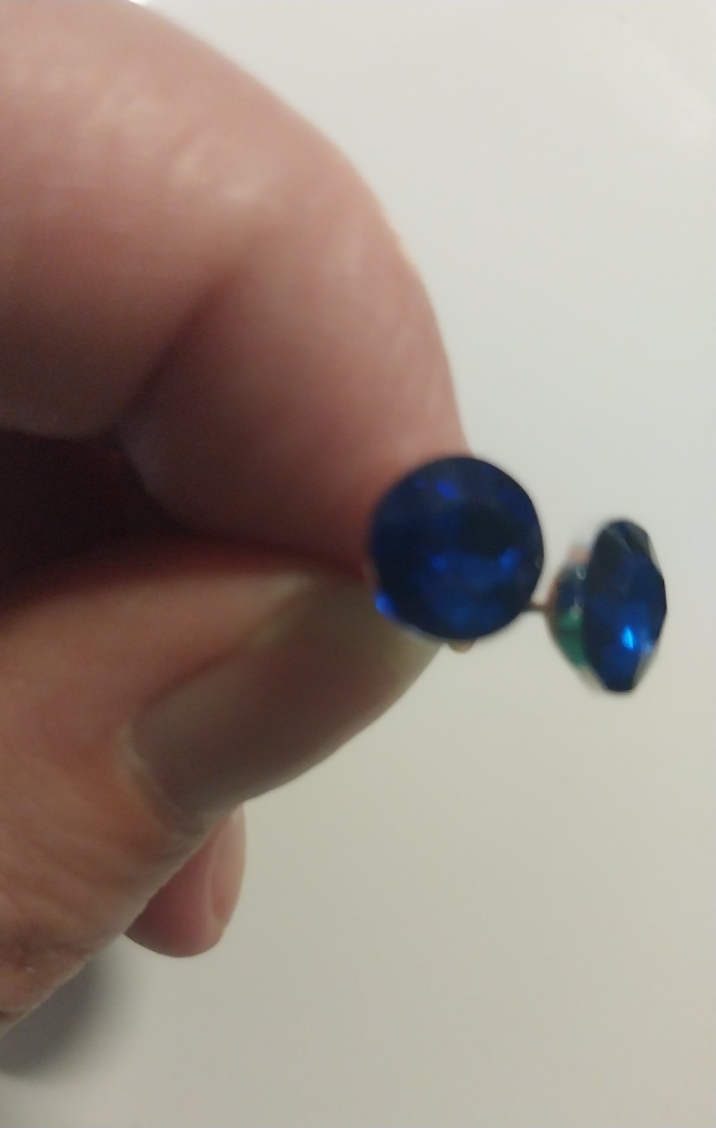 8mm Rhinestone and Silver Earrings Blue