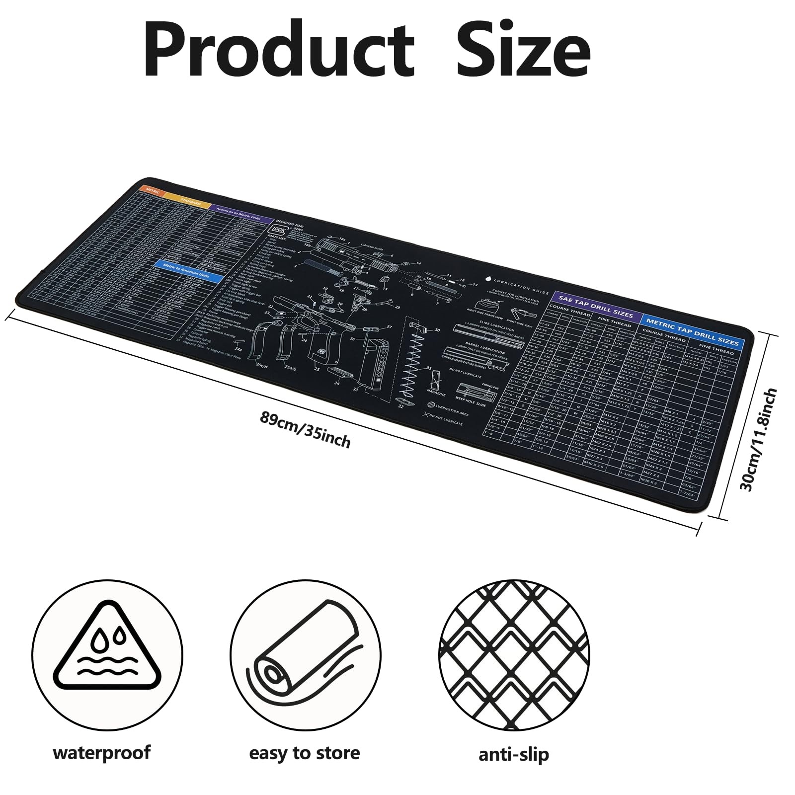 35x12 Inches Gun Cleaning Mat, Large Mat for Father's Day Gift for Dad