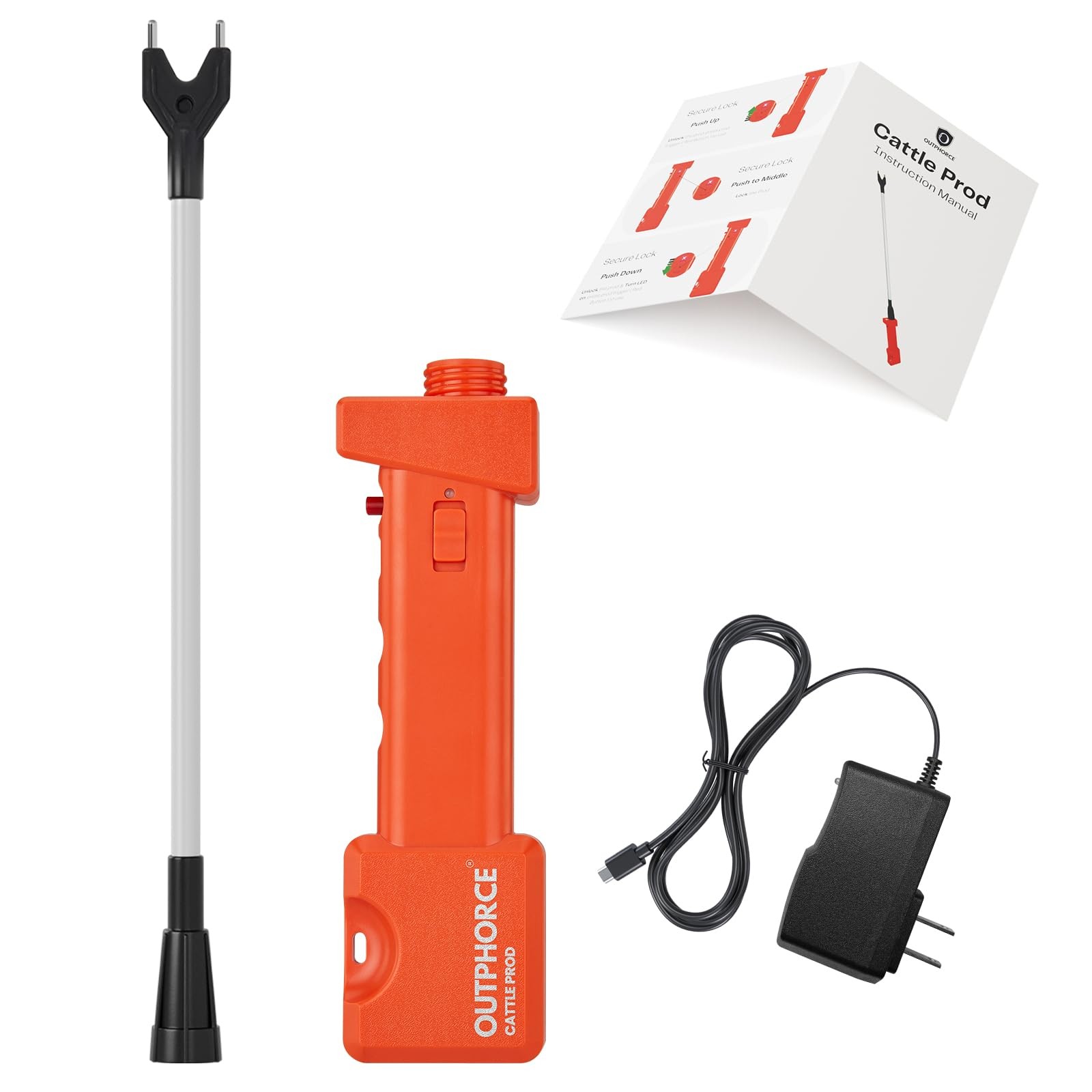 Cattle Prod, Rechargeable Electric Livestock Prod with 2 LED Lights, Waterpro...