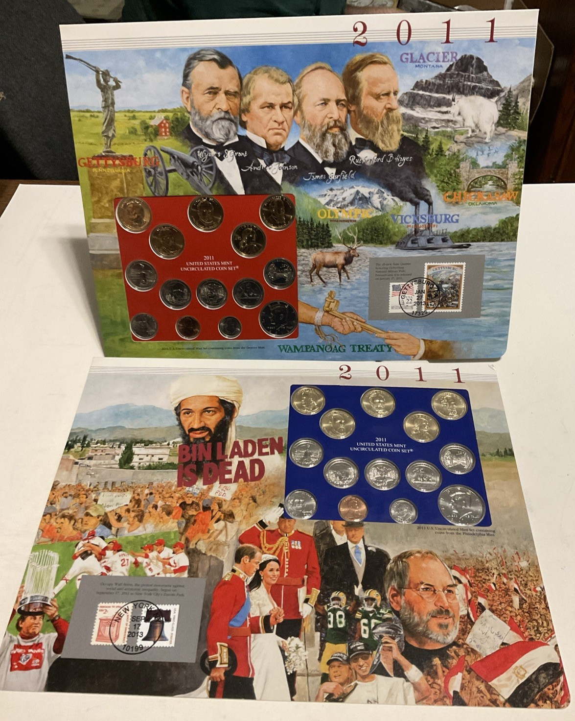 2011 P/D Uncirculated Mint Set Postal Commemorative Society Coin & Stamps